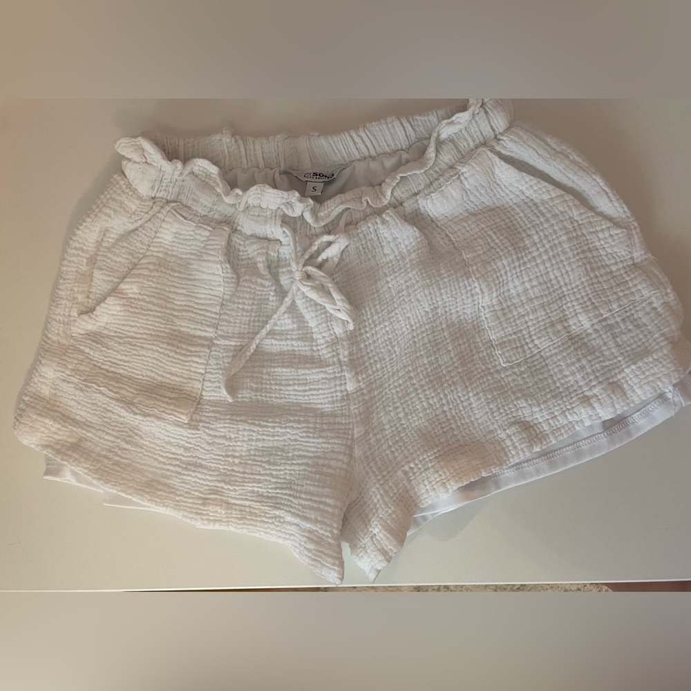 Ci Sono White Waffle Paper Bag lined shorts